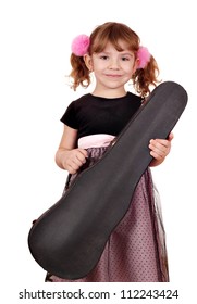 little girl holding violin case