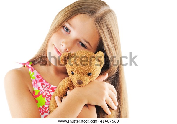 Little Girl Hugging Bear Toy On Stock Photo 41407660 | Shutterstock