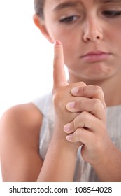 Little Girl With Hurt Finger