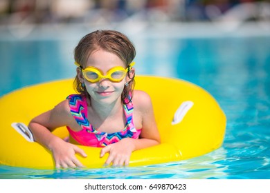 Little Girl Inflatable Rubber Circle Having Stock Photo 649870423 ...