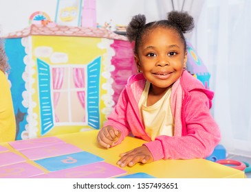 Little Girl Learn Cursive Letters In Nursery Class