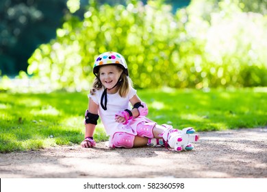 Little Girl Learning Roller Skate Sunny Stock Photo 582360598 ...