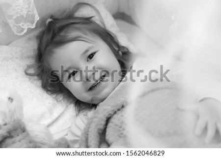 Similar – kid girl relaxing at home in weekend morning