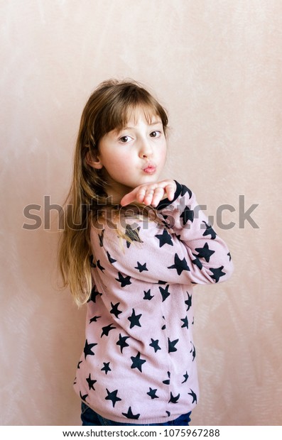 Little Girl Long Dark Blonde Hair Stock Photo Edit Now 1075967288