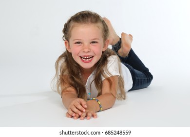 Little Girl Lying On Floor Bare Stock Photo 685248559 | Shutterstock