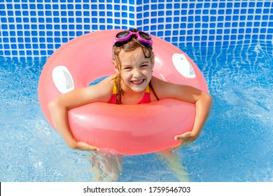 Little Girl Lying Pool Learning Swim Stock Photo 1759546703 | Shutterstock