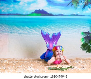 570 Little girl in a mermaid costume Images, Stock Photos & Vectors ...