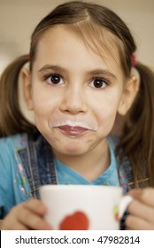 Little Girl With Milk Mustache