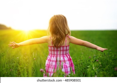 Little Girl On Meadow Spring Day Stock Photo 485908501 | Shutterstock