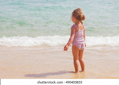 Little Girl On Sandy Beach Summer Stock Photo 490403833 | Shutterstock