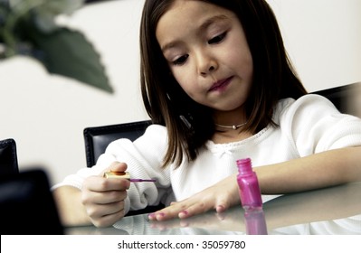 Little Girl Painting Nails