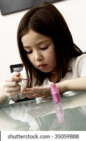 Little Girl Painting Nails