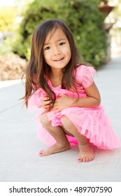 Little Girl In A Pink Tutu Dress.