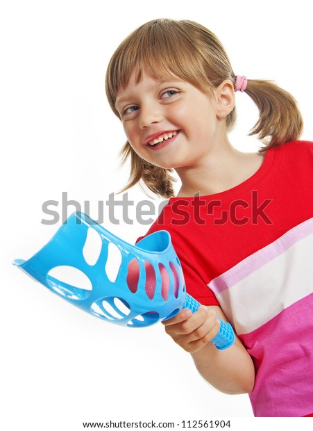 Little Girl Playing Ball Isolated On Stock Photo 112561904 Shutterstock