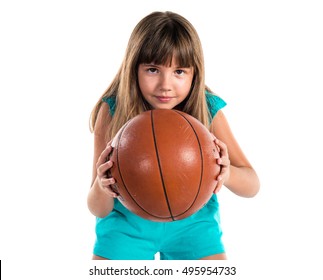 Little Girl Playing Basketball