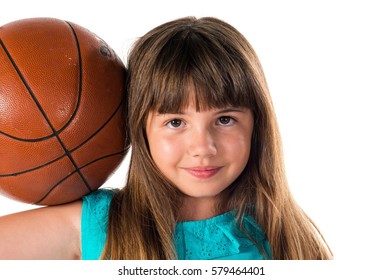 Little Girl Playing Basketball