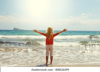 Little Girl Playing On Beach Stock Photo 408526399 | Shutterstock