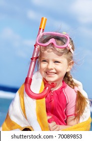 Little Girl Playing On Beach Stock Photo 70089853 | Shutterstock