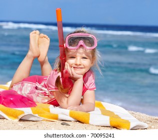 Little Girl Playing On Beach Stock Photo (Edit Now) 70095241