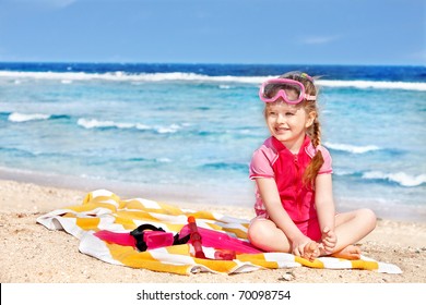 Little Girl Playing On Beach Stock Photo (Edit Now) 70095241