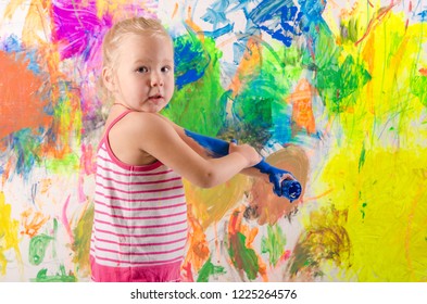 Little Girl Playing Paint Stock Photo 1225264576 | Shutterstock