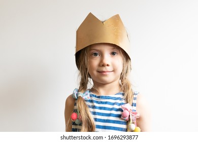 Little Girl Posing Golden Crown Stock Photo 1696293877 | Shutterstock