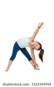 Little Girl Practicing Triangle Yoga Pose