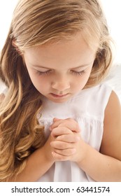 Little Girl Praying - Closeup