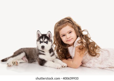 Little Girl Puppy Husky Stock Photo 400639933 | Shutterstock