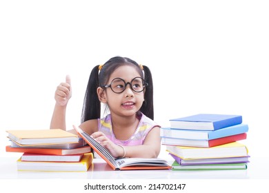 Little Girl Reading Book Showing Thumb Stock Photo 214702147 | Shutterstock