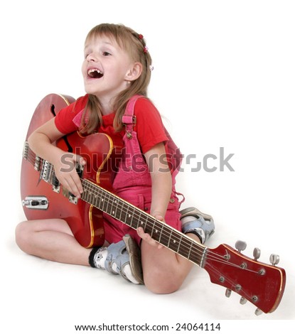 Similar – Image, Stock Photo Girl with a guitar in the green grass