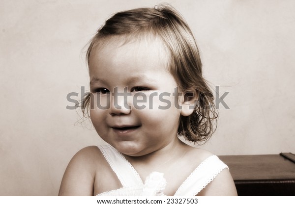 Little Girl Short Hair Beautiful Facial Stock Photo Edit Now