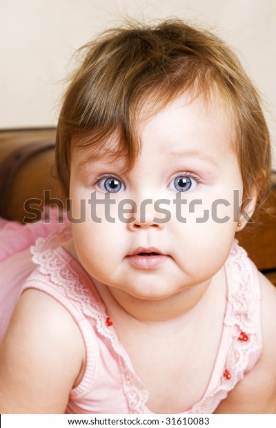 Little Girl Short Hair Wearing Pink Stock Photo Edit Now