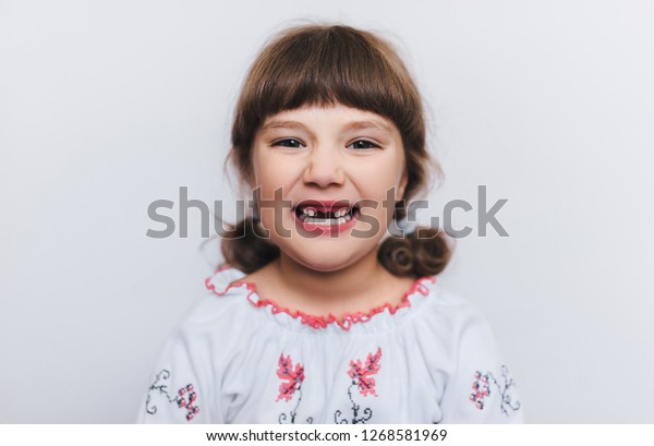 Little Girl Shows Her Milk Teeth Stock Photo 1268581969 | Shutterstock