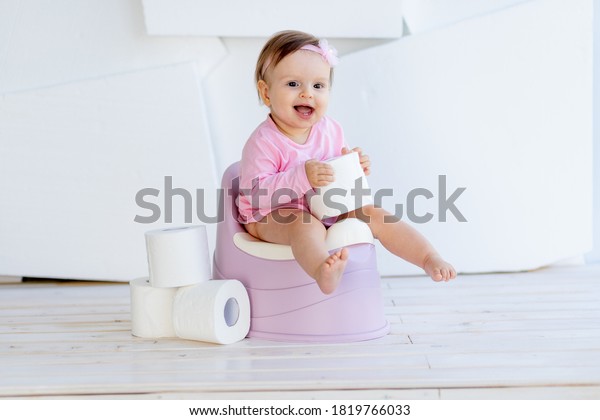 Little Girl Sits On Potty Pink Stock Photo 1819766033 | Shutterstock