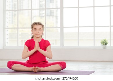 Little Girl Sitting Namaste Position Fitness Stock Photo 271494200 ...