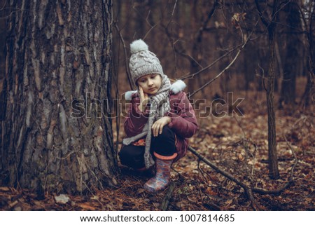 Similar – Image, Stock Photo happy funny kid girl eating fresh apple in autumn