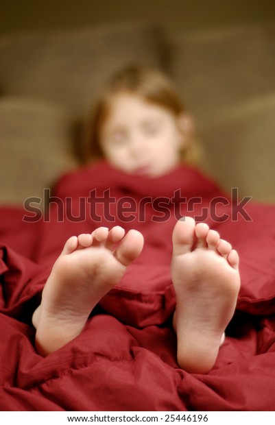 Little Girl Sleeping Feet Poking Out St