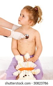 Little Girl With Small Pox Consulted By A Physician