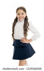 Little Girl Smile School Uniform Isolated Stock Photo 1129560350 ...