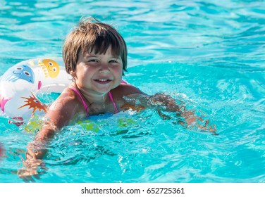 Pretty Little Girl Swimming Outdoor Pool Stock Photo (Edit Now) 81315475