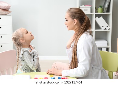 Little Girl At Speech Therapist Office