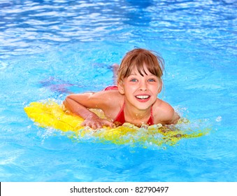 Little Girl Swimming On Inflatable Beach Stock Photo 82790497 ...