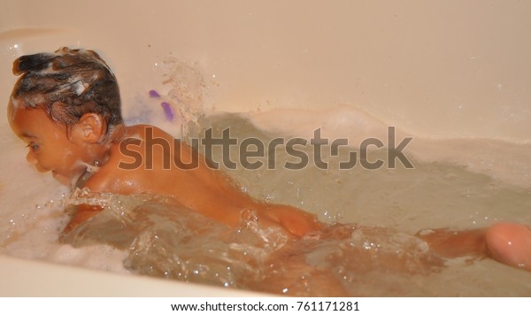 Little Girl Swimming Tub Stock Photo Edit Now 761171281