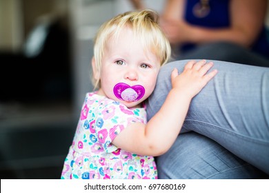 Little Girl Toddler With Pacifier Dummy Soother