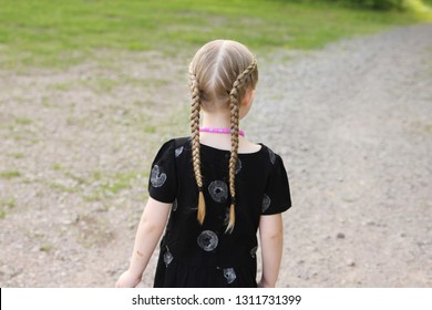 A Little Girl With Two Dutch Braids