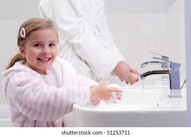 Cute Little Girl Washing Hands Under Stock Photo 1134470012 | Shutterstock