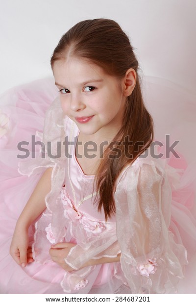 Little Girl Wearing Pink Dress Princess Stock Photo (Edit Now) 284687201