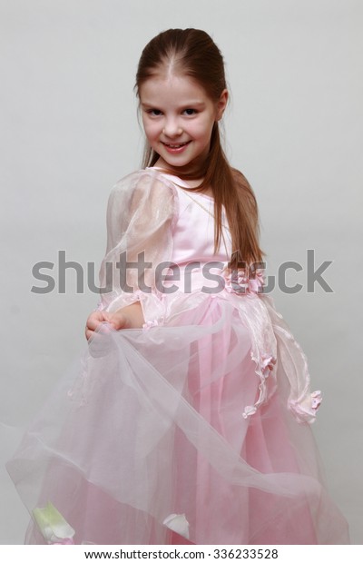 Little Girl Wearing Pink Dress Princess Stock Photo (Edit Now) 336233528