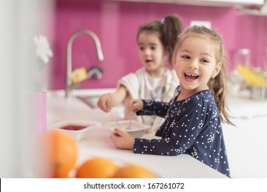 Little girls in the kitchen